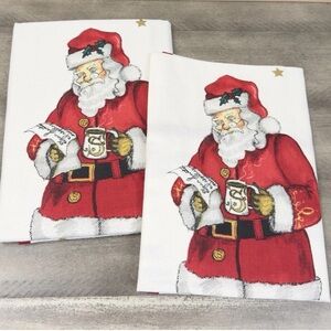 Williams Sonoma ‘Twas The Night Before Christmas Santa Set of 2 Kitchen Towels